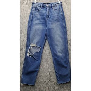 Vintage Hollister Mom Jeans Womens 5S Blue Denim Ultra High‎ Rise Stretch Ripped